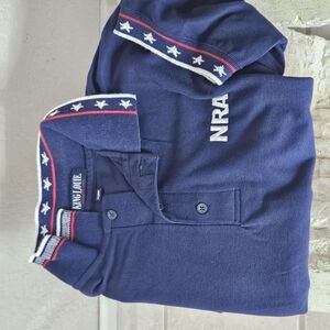 Blue and White Polo Shirt with Star-Spangled Accents